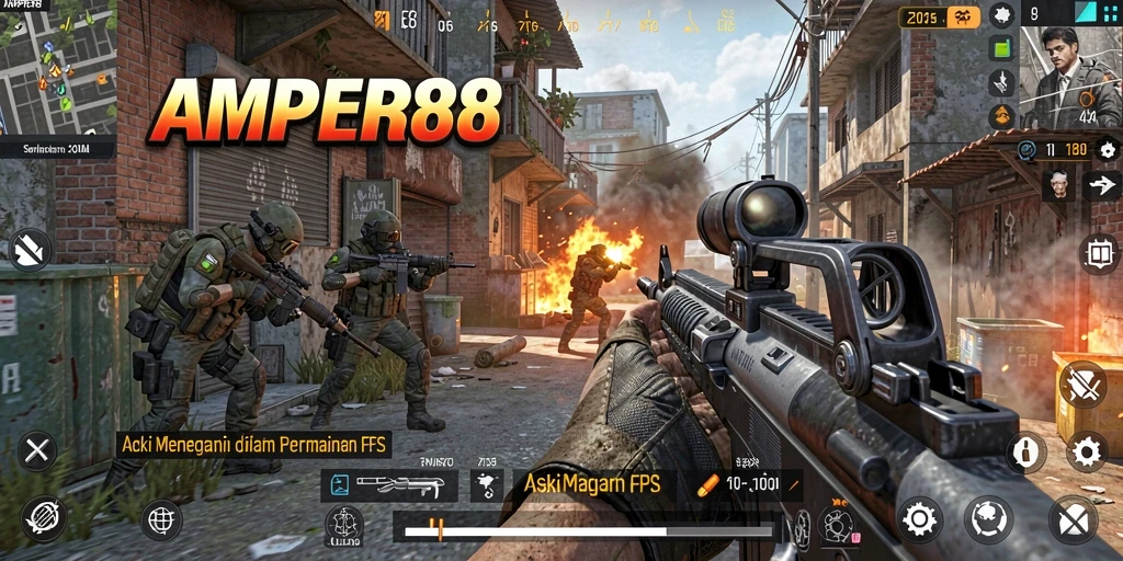 Gameplay seru AMPER88 dengan aksi tembak-menembak yang intens.