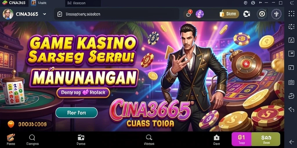 Screenshot utama CINA365 menampilkan gameplay kasino yang seru.