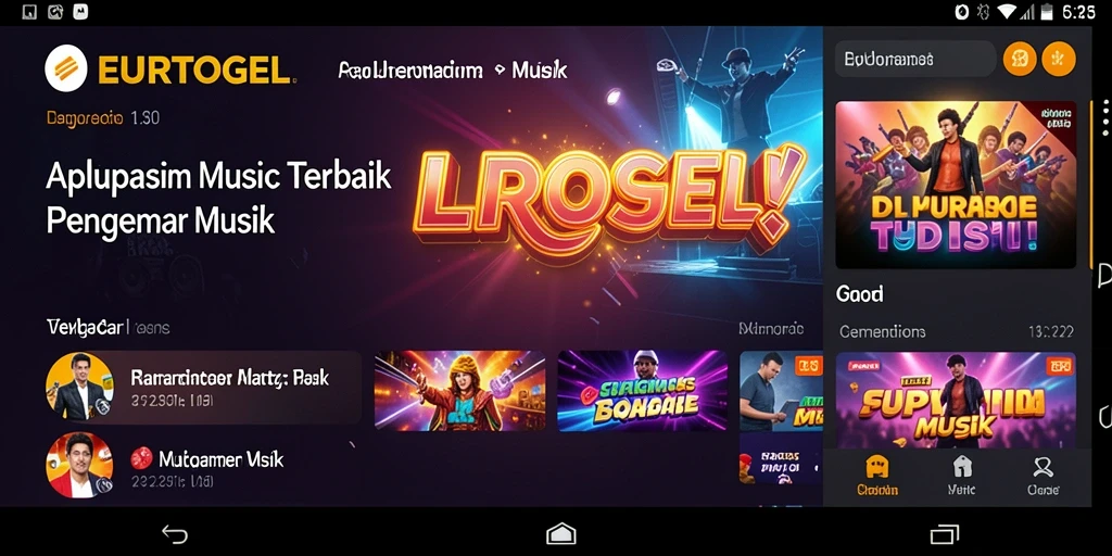 Screenshot utama EUROTOGEL menunjukkan antarmuka aplikasi musik yang menarik.