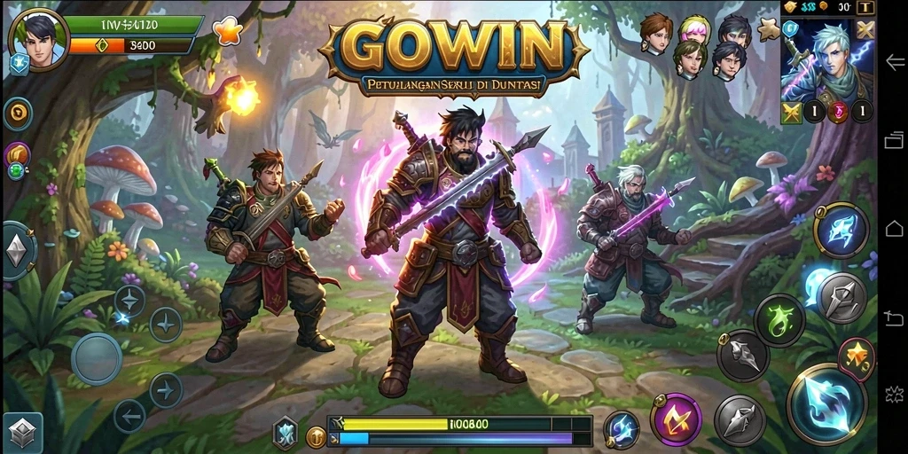 Tampilan gameplay GOWIN yang penuh aksi petualangan.