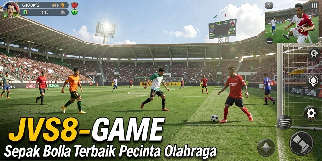 Screenshot menampilkan aksi seru dalam permainan sepak bola di JVS88.