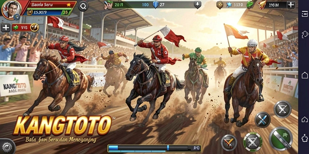 Gameplay KANGTOTO yang penuh aksi di lintasan balap.