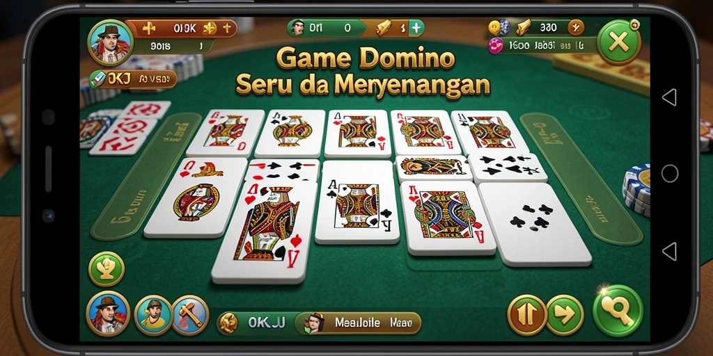 Gameplay seru dalam permainan Domino OKJK yang mengasyikkan.