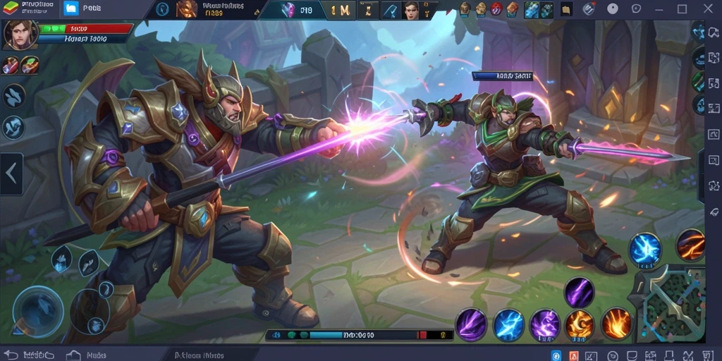 Screenshot gameplay PT89 menunjukkan pertarungan epik antara tim pahlawan.