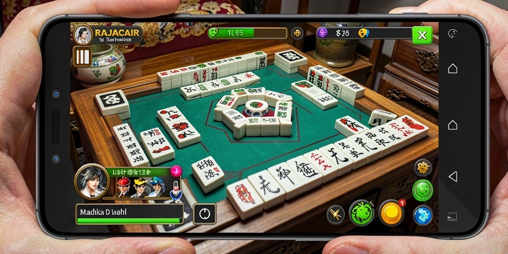 Screenshot gameplay RAJACAIR menampilkan tantangan seru dalam permainan Mahjong.