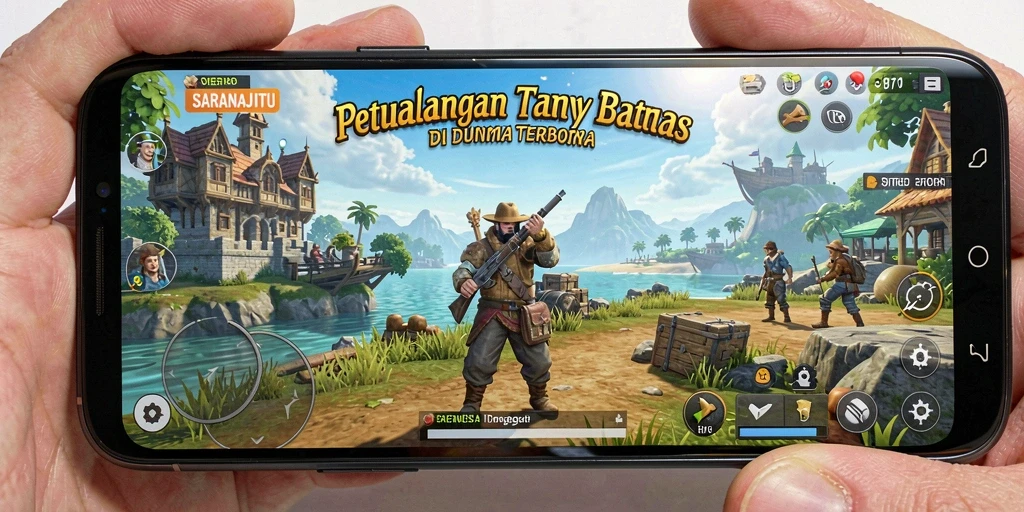 Screenshot gameplay SARANAJITU yang menampilkan lingkungan dunia terbuka yang luas.